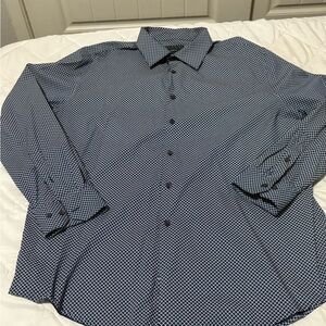 Alfani Navy Geometric Dress Shirt